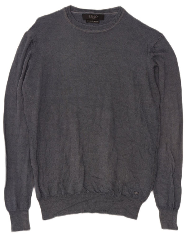 Liu Jo Damen-Pullover mit Rundhalsausschnitt, UK 22 3XL, graue Wolle