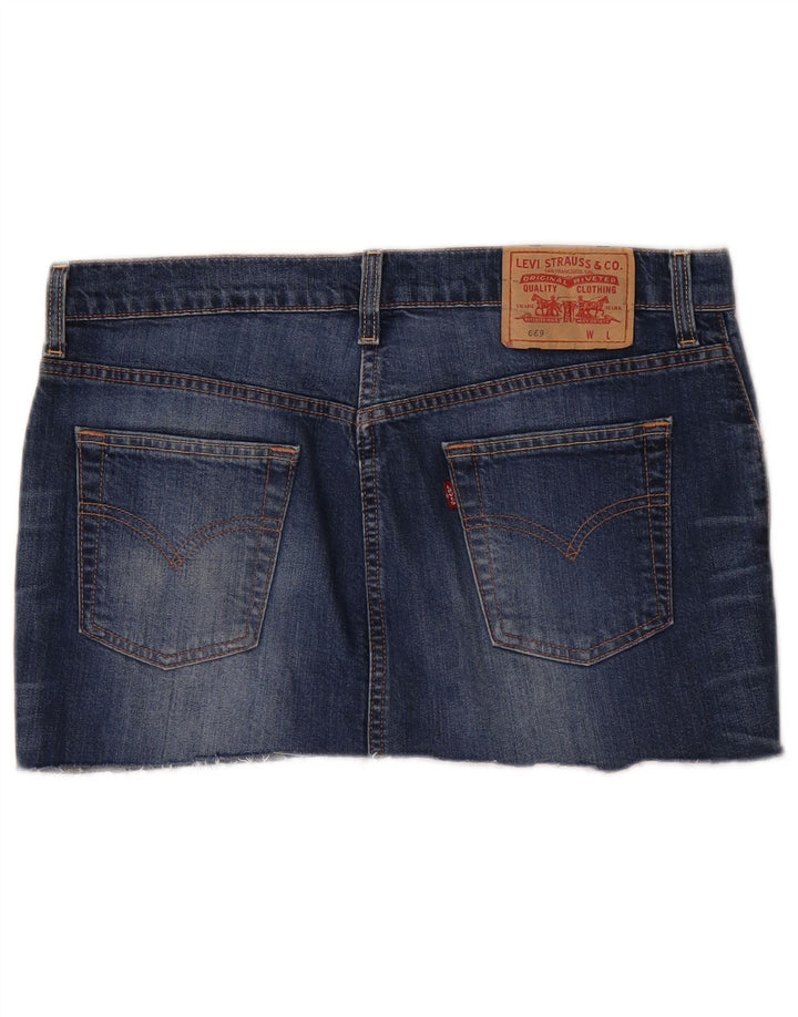 Levi's Damen 669 Mini-Jeansrock W32 Large Marineblaue Baumwolle