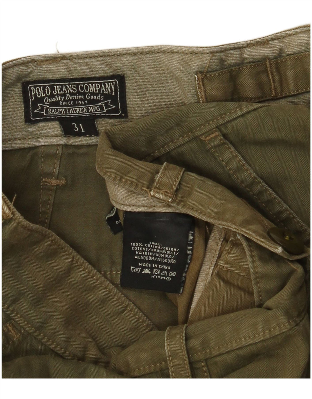 RALPH LAUREN Herren-Chinoshorts mit Grafik, W31, mittlere Khaki-Baumwolle