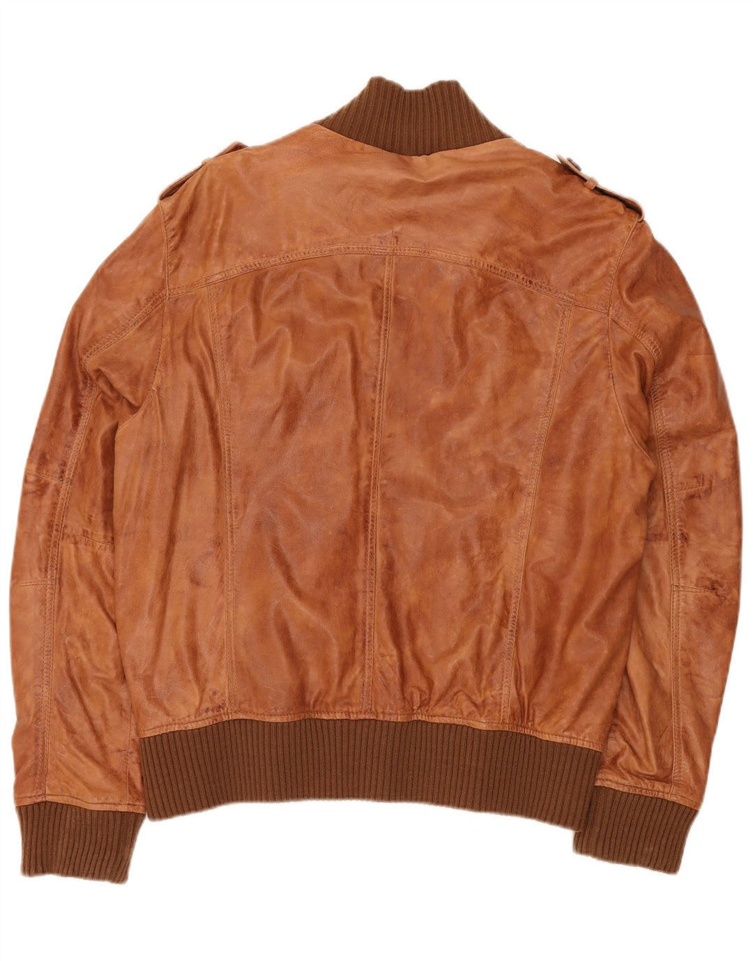 GYPSY Herren-Militär-Bomber-Lederjacke, Größe 40, großes braunes Leder