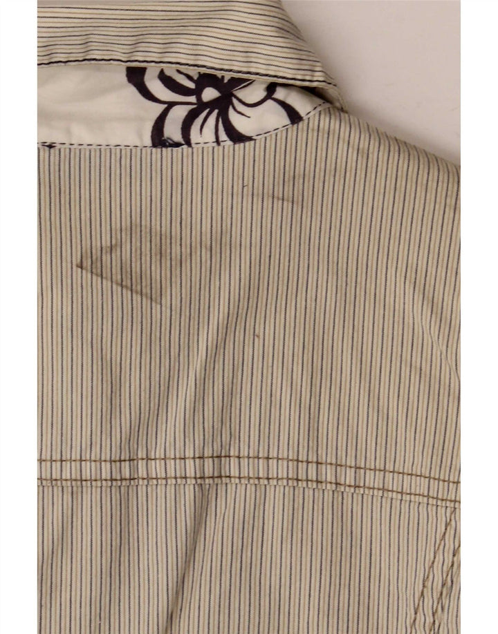 Gas Damen Crop Bomberjacke UK 10 Small Beige gestreift Baumwolle