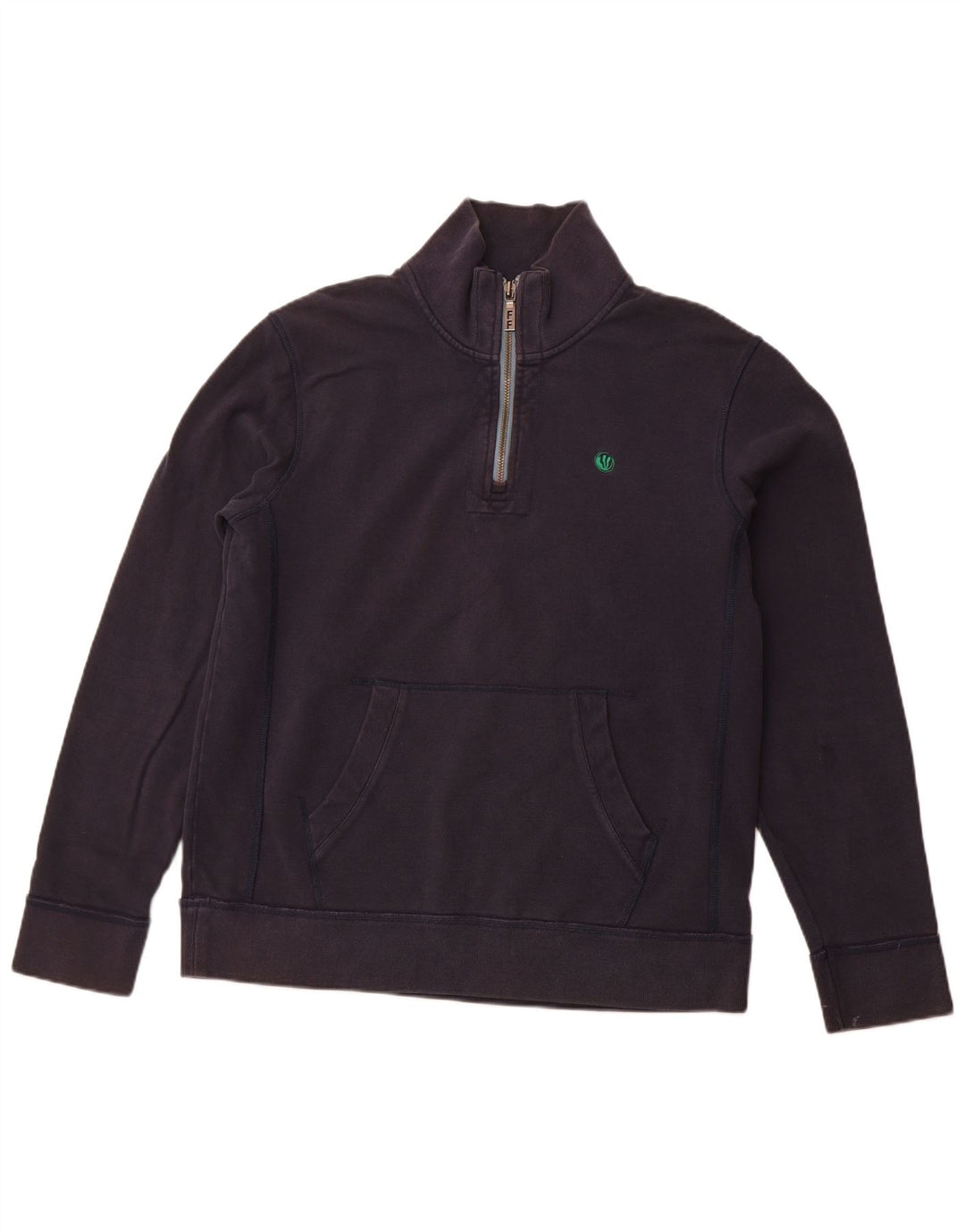 FAT FACE Herren-Sweatshirt mit Reißverschluss am Hals, groß, marineblaue Baumwolle