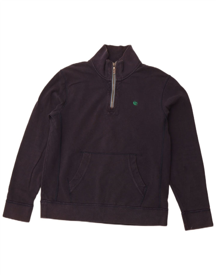 FAT FACE Herren-Sweatshirt mit Reißverschluss am Hals, groß, marineblaue Baumwolle