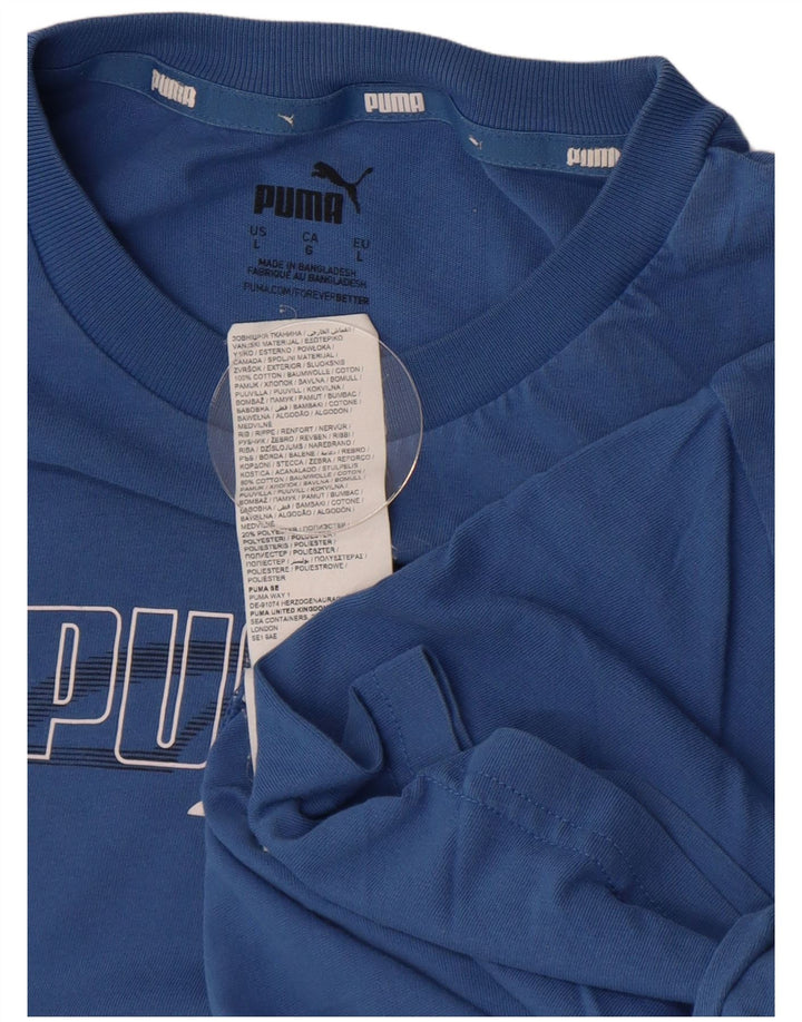 PUMA Herren Grafik T-Shirt Top Large Blau Baumwolle