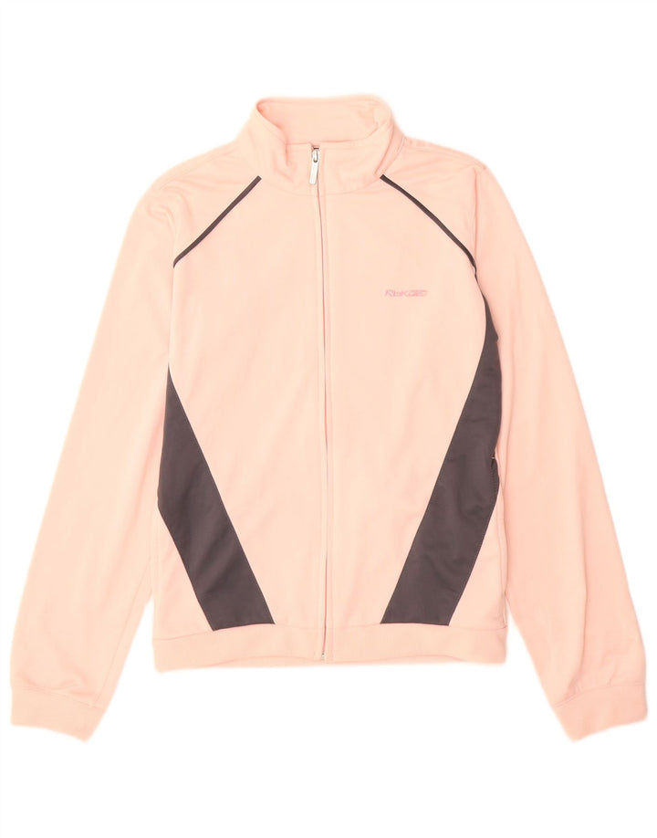 Reebok Damen-Trainingsanzug-Top-Jacke UK 12 Mittelrosa Colourblock-Polyester