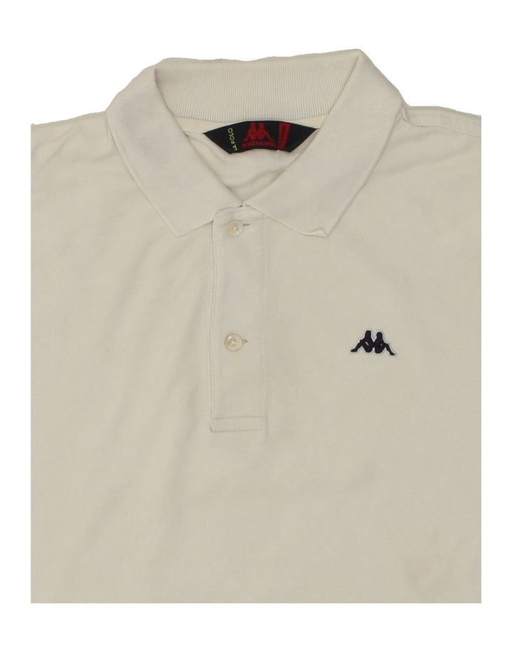 KAPPA Mens Polo Shirt XL White Cotton Vintage Kappa and Second-Hand Kappa from Messina Hembry 