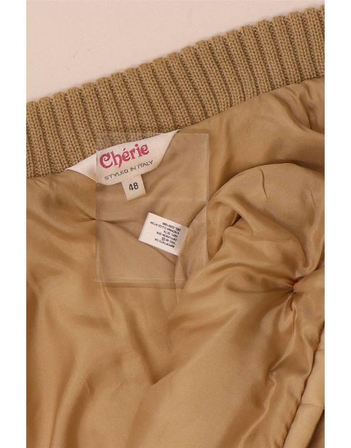 Cherie Damen Bomberjacke IT 48 XL Beige Seide