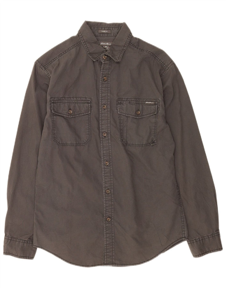 Eddie Bauer Herren-Hemd mit klassischer Passform, Größe S, Grau, Baumwolle