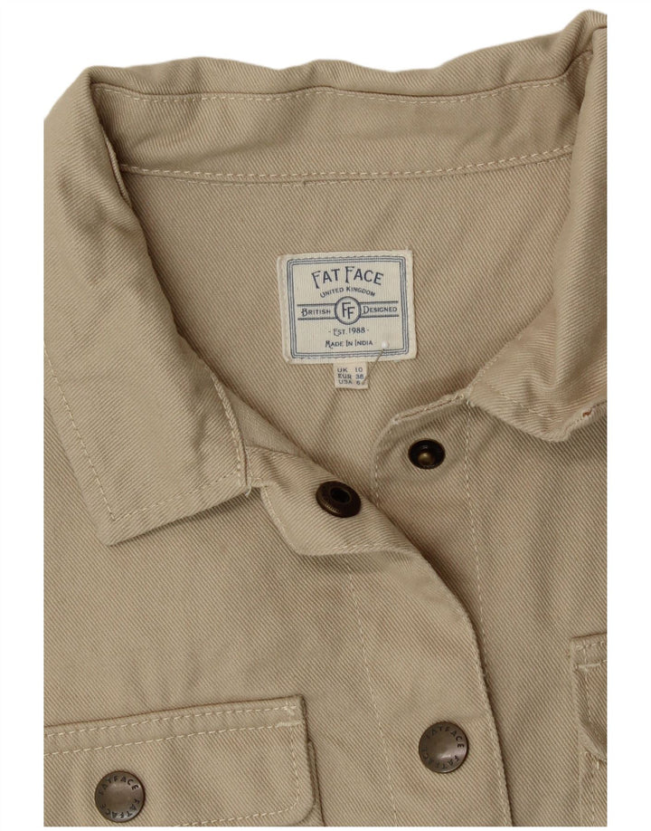 FAT FACE Damen-Oversize-Hemd, UK 10, Größe S, Beige, Baumwolle