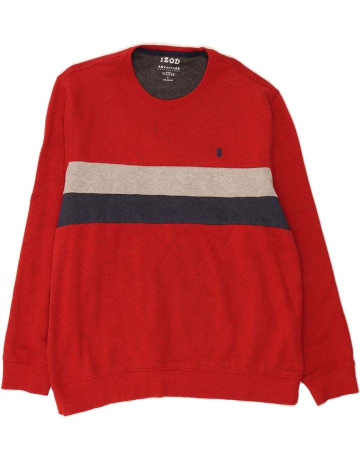 IZOD Mens Sweatshirt Jumper Large Red Colourblock Cotton Vintage Izod and Second-Hand Izod from Messina Hembry 