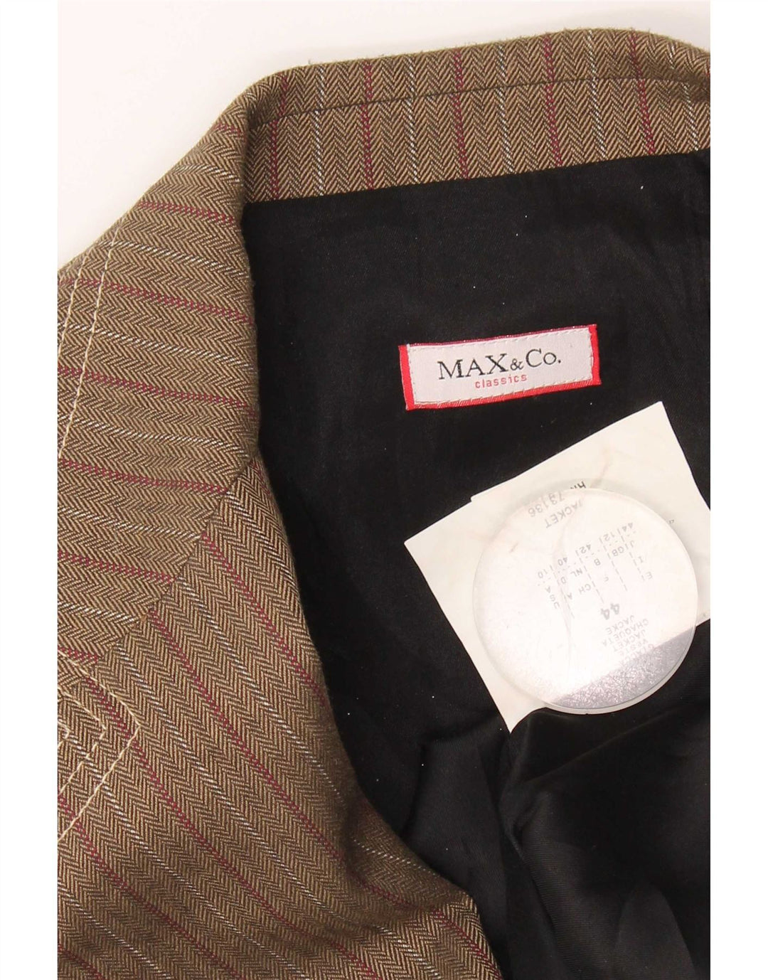 Max & Co. Damen-Blazer mit 3 Knöpfen, UK 12, mittelbraun, gestreift, Acetat