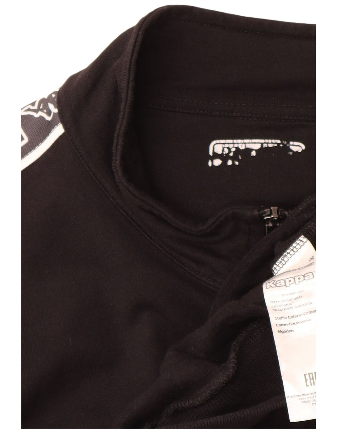 Kappa Herren Grafik-Trainingsanzug-Oberteil, große Jacke aus schwarzer Baumwolle