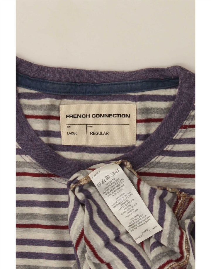 French Connection Herren-T-Shirt-Oberteil, groß, mehrfarbig, Nadelstreifen