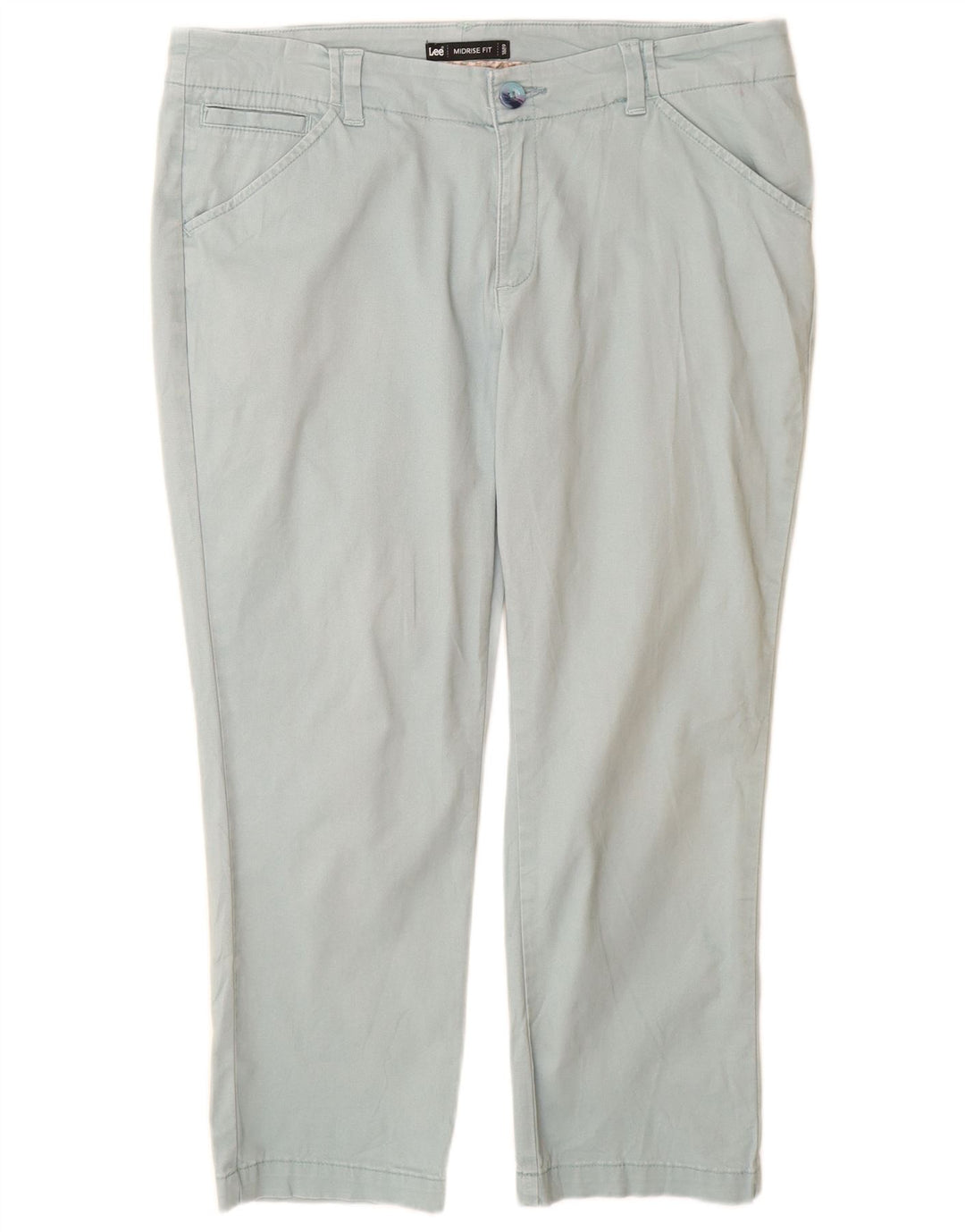 Lee Damen Caprihose US 12 Large W32 L24 Türkis Baumwolle