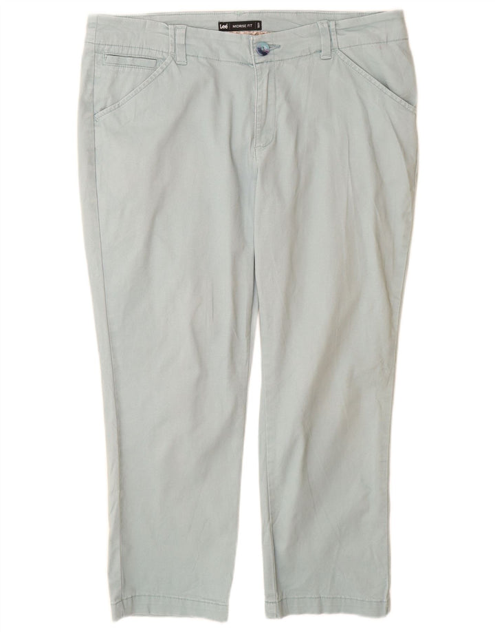 Lee Damen Caprihose US 12 Large W32 L24 Türkis Baumwolle