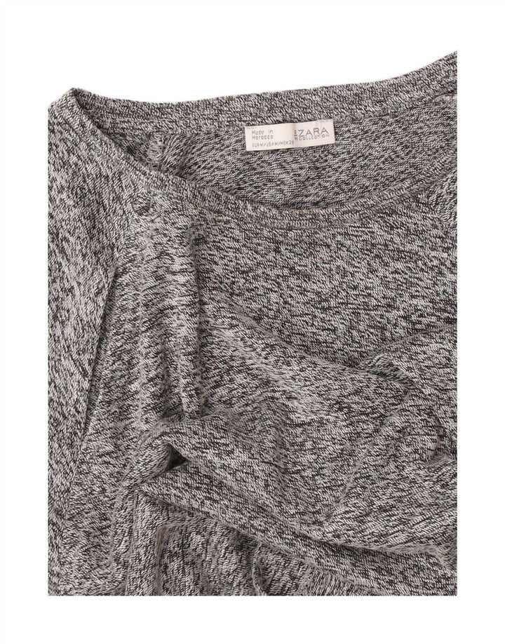 Zara Damen Crop T-Shirt Top UK 14 Mittelgrau meliert