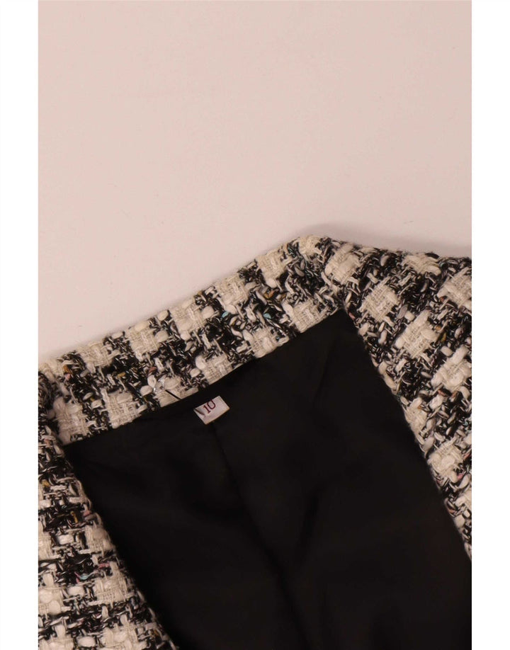 Vintage Damen-Blazer mit 3 Knöpfen, UK 10, Größe S, schwarzer Hahnentrittmuster