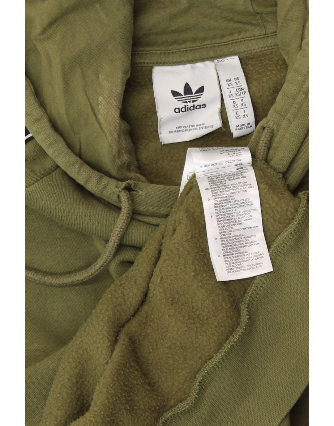 ADIDAS Herren Graphic Hoodie Pullover XS Khaki Colourblock Baumwolle
