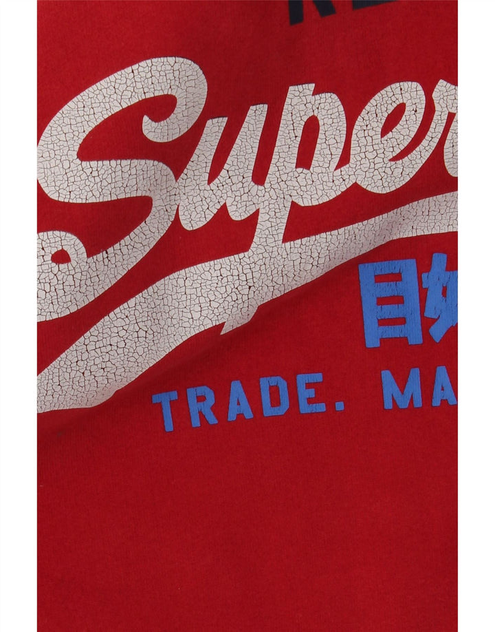SUPERDRY Herren-Kapuzenpullover mit Grafik, mittelrote Baumwolle