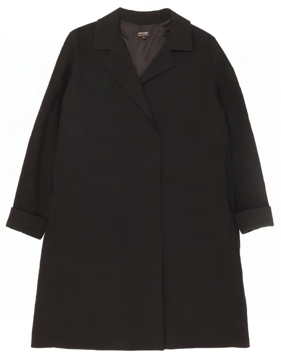 Jaeger Womens Open Overcoat UK 16 Große schwarze Wolle