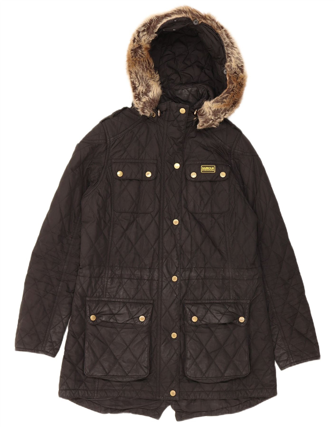 Barbour Damen Parka mit Kapuze, gesteppt, Gr. 12, mittelschwarz