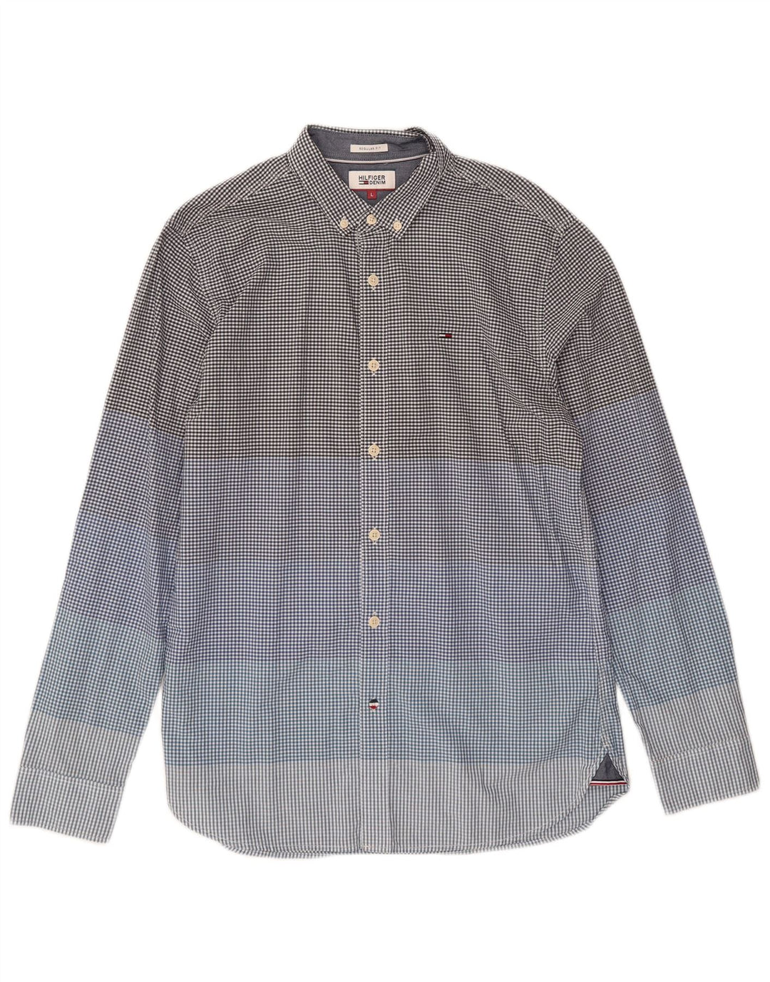 Tommy Hilfiger Herren-Hemd mit normaler Passform, große blaue Gingham-Baumwolle