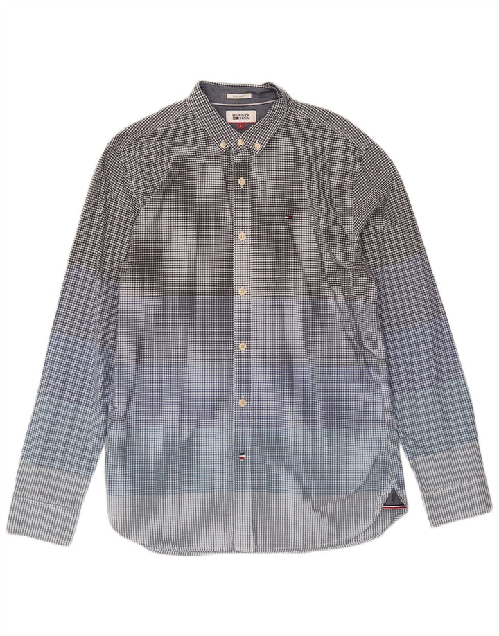 Tommy Hilfiger Herren-Hemd mit normaler Passform, große blaue Gingham-Baumwolle