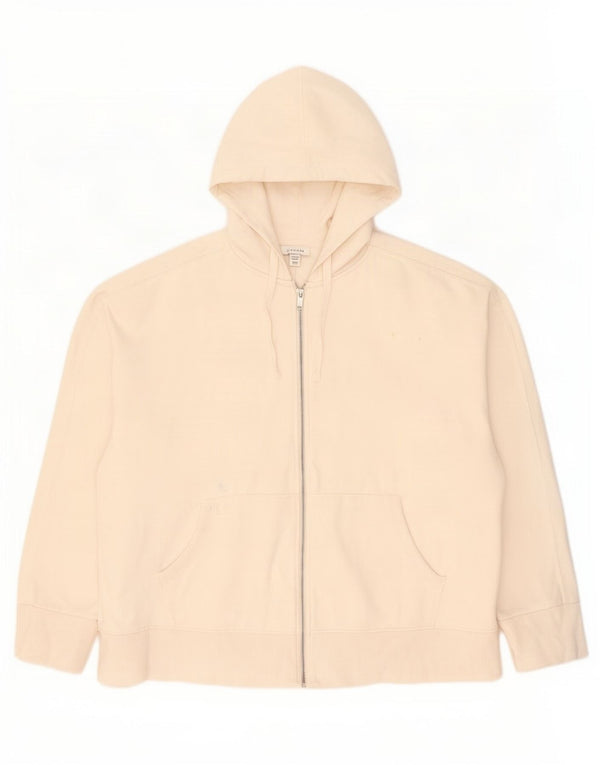 Topshop Damen-Pullover mit Kapuze, übergroß, mit Reißverschluss, UK 14, mittelgrau, aus Baumwolle