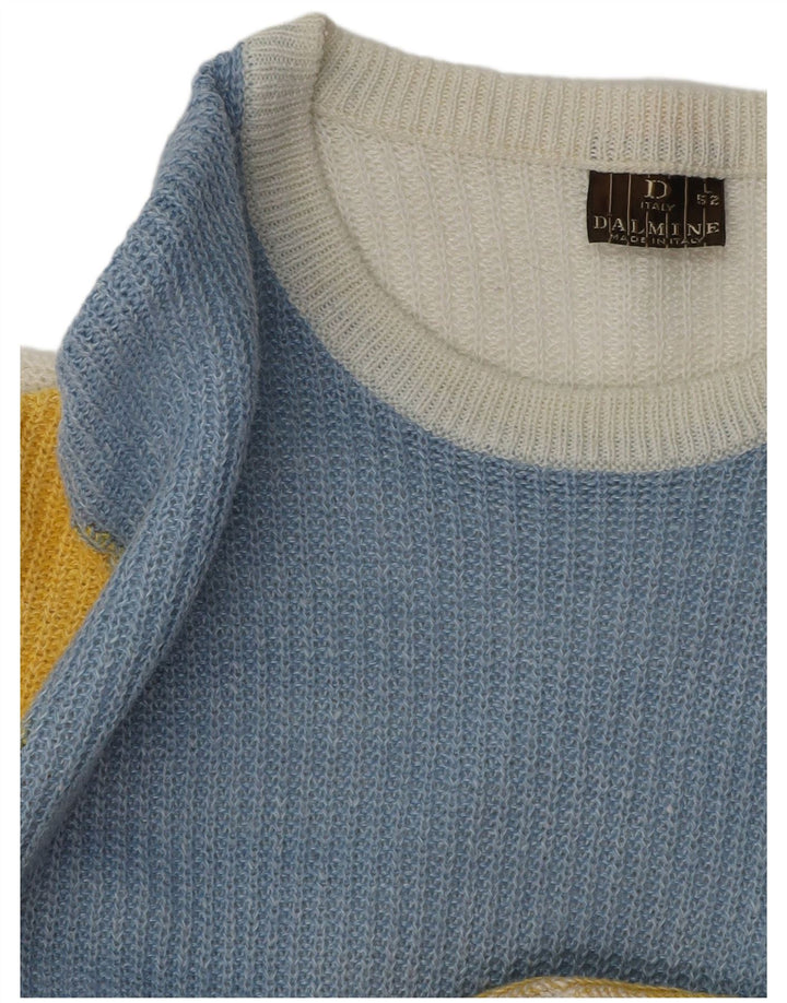 DALMINE Mens Crew Neck Jumper Sweater IT 52 Large White Colourblock