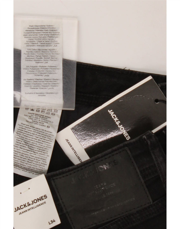 JACK & JONES Herren Tom Skinny Jeans W32 L34 Schwarze Baumwolle