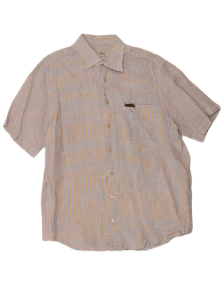 Calvin Klein Jeans Herren Kurzarmhemd XL Grau gestreift