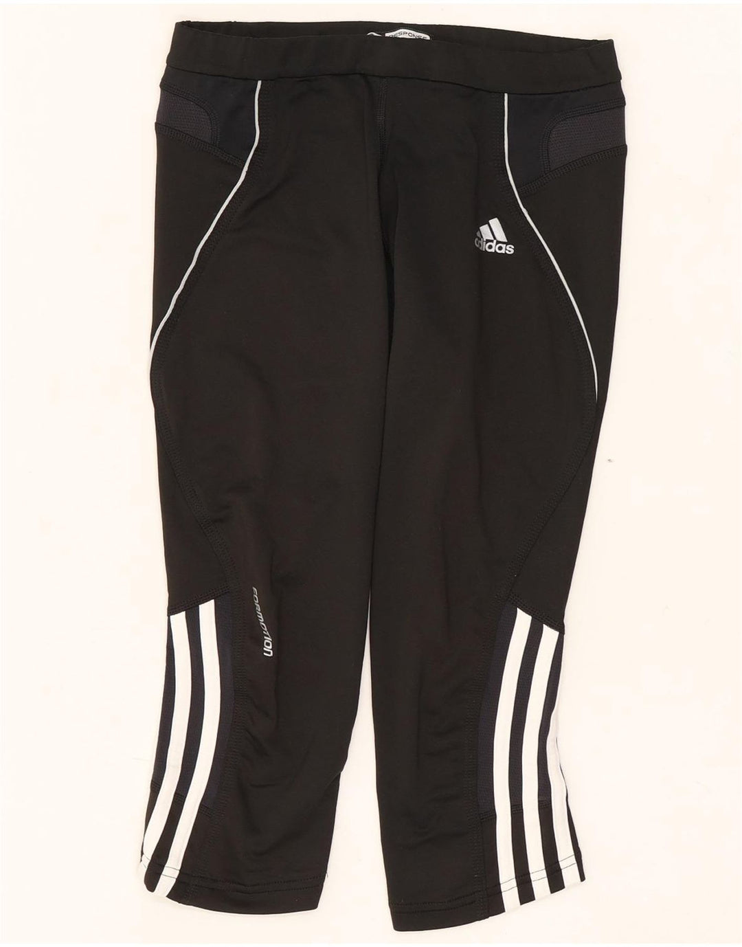 Adidas Damen Capri-Leggings UK 10 Small Schwarz Polyester