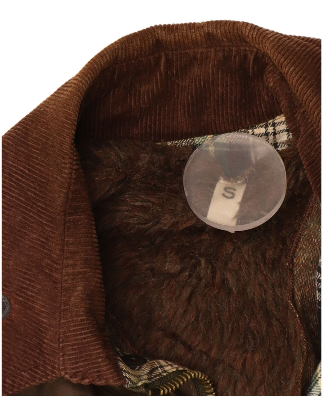 Vintage Herren-Jacke aus gewachster Baumwolle mit lockerer Passform, UK 36, Größe S, Khaki, Polyester