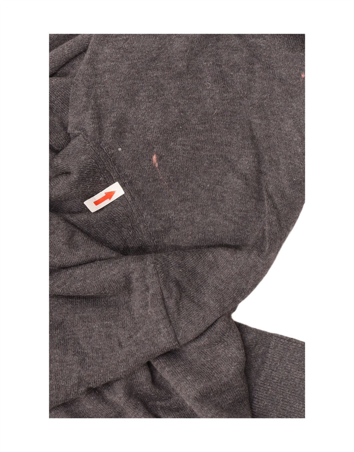 Tommy Hilfiger Herren-Pullover mit Reißverschluss am Hals, mittelgrau gefleckte Baumwolle