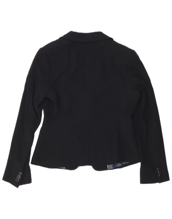 Jigsaw Damen 1-Knopf-Blazerjacke UK 14 Mittelschwarz