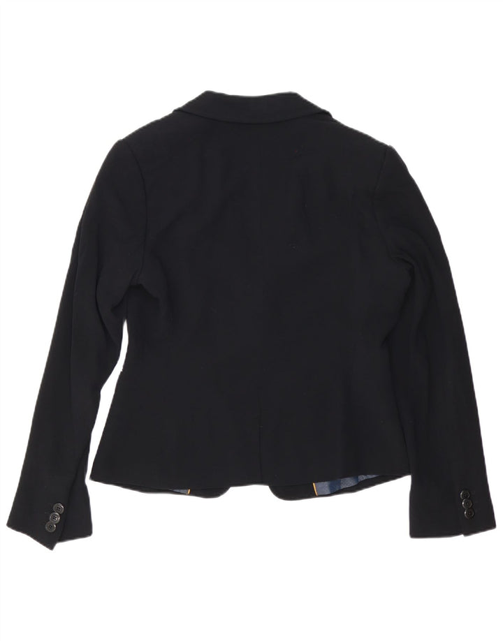 Jigsaw Damen 1-Knopf-Blazerjacke UK 14 Mittelschwarz