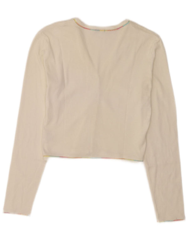 Benetton Damen Crop Cardigan Pullover UK 8 Small Weiß