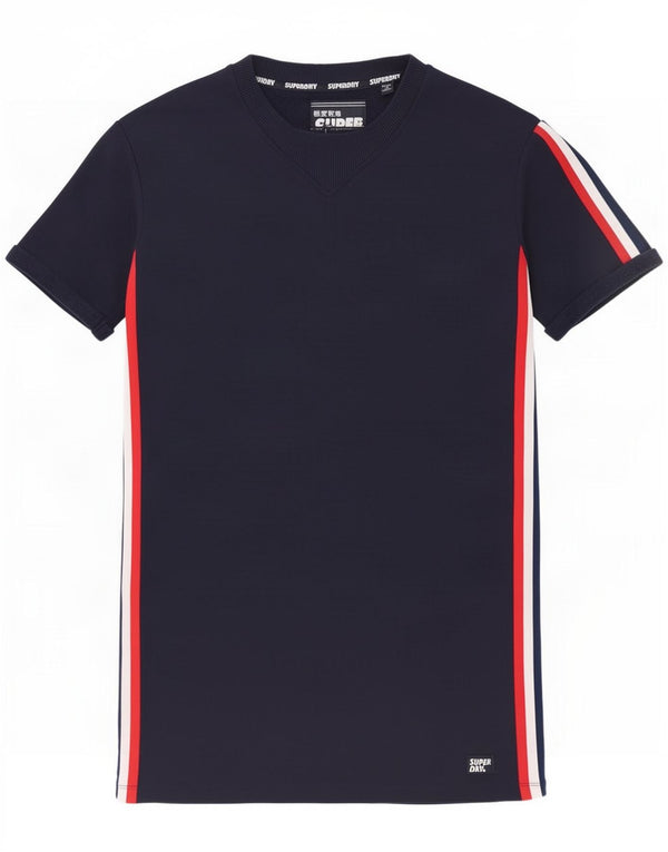 Superdry Damen T-Shirt-Kleid UK 10 Small Marineblau gestreift Sport