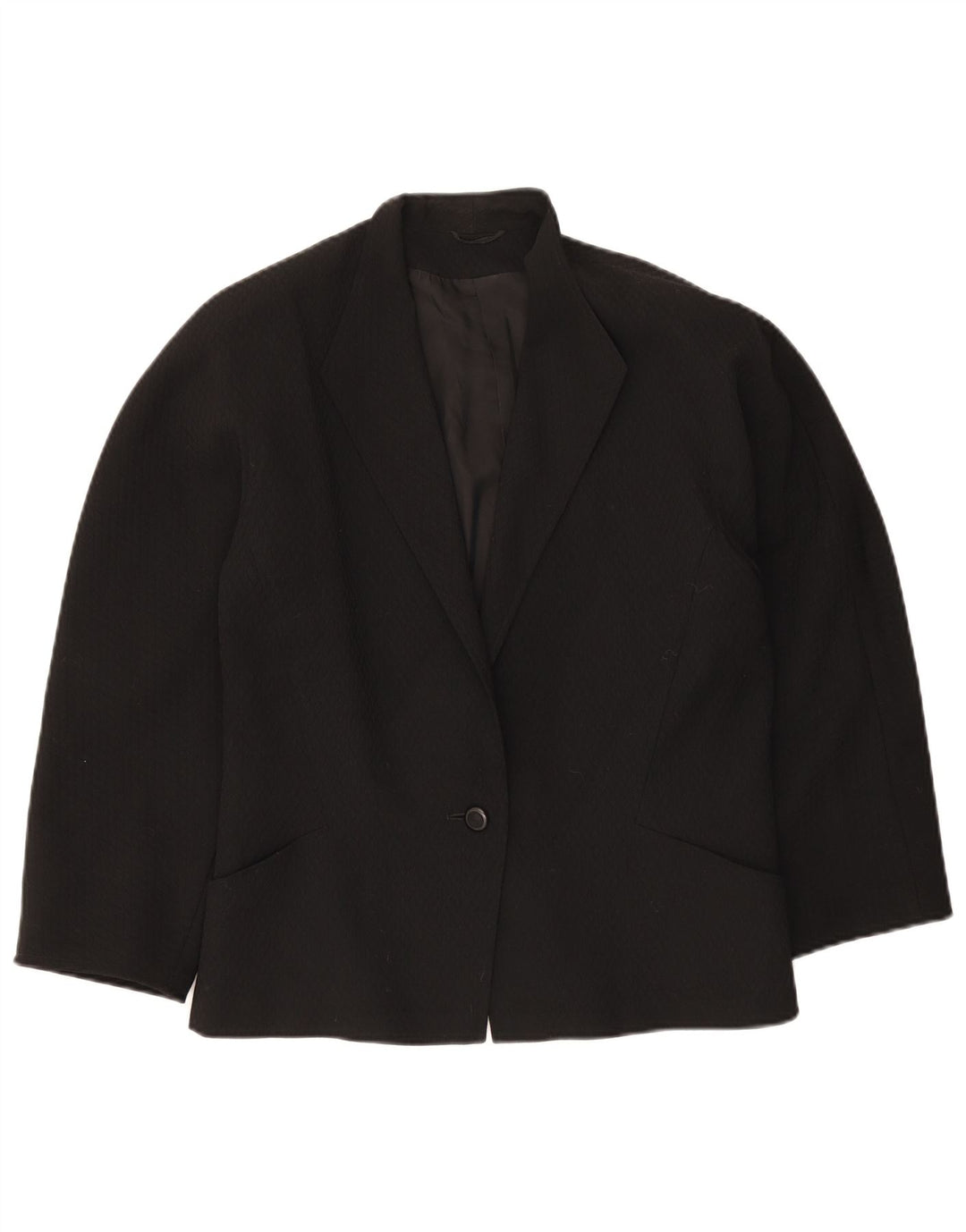 Max Mara Damen 1-Knopf-Blazer-Jacke, UK 16, große schwarze Schurwolle