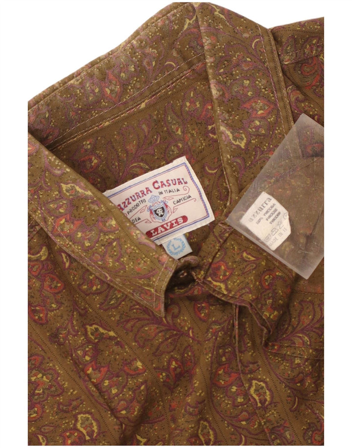 Azzurra Herrenhemd, groß, Khaki, Paisley-Viskose