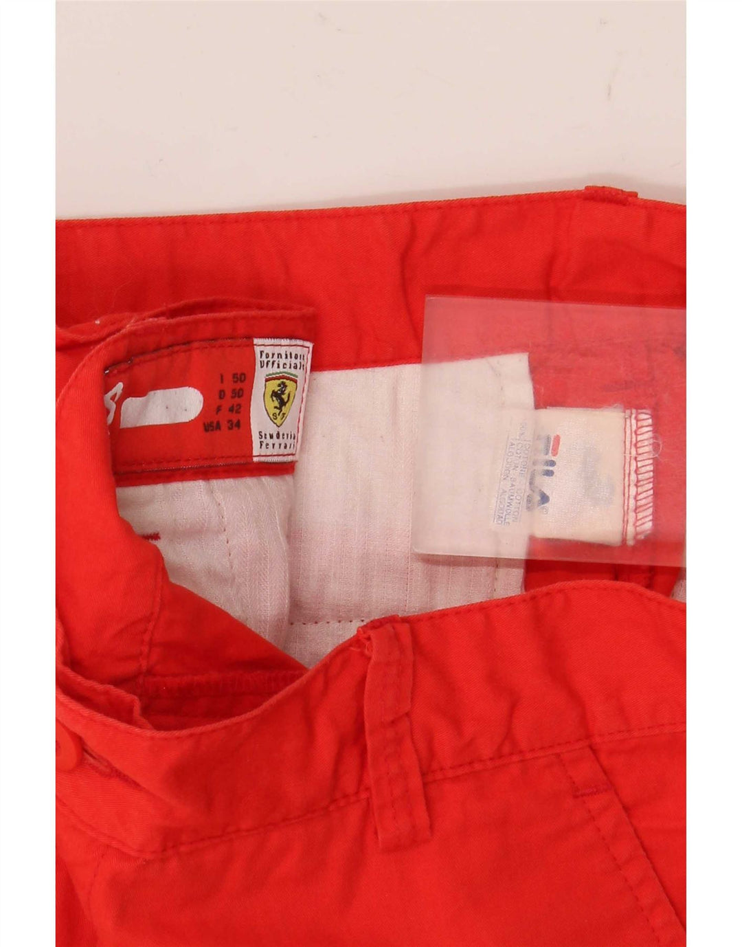 Fila Herren Ferrari Cargo Shorts IT 50 Large W32 Rote Baumwolle