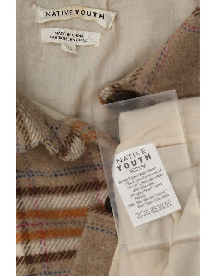 NATIVE YOUTH Damen Übergroßes Flanellhemd UK 14 Mittelbeige kariert