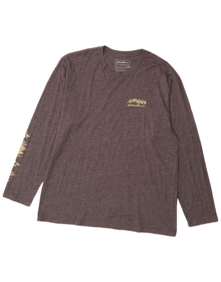 Eddie Bauer Herren Grafik-Oberteil, langärmelig, groß, grau meliert, Baumwolle