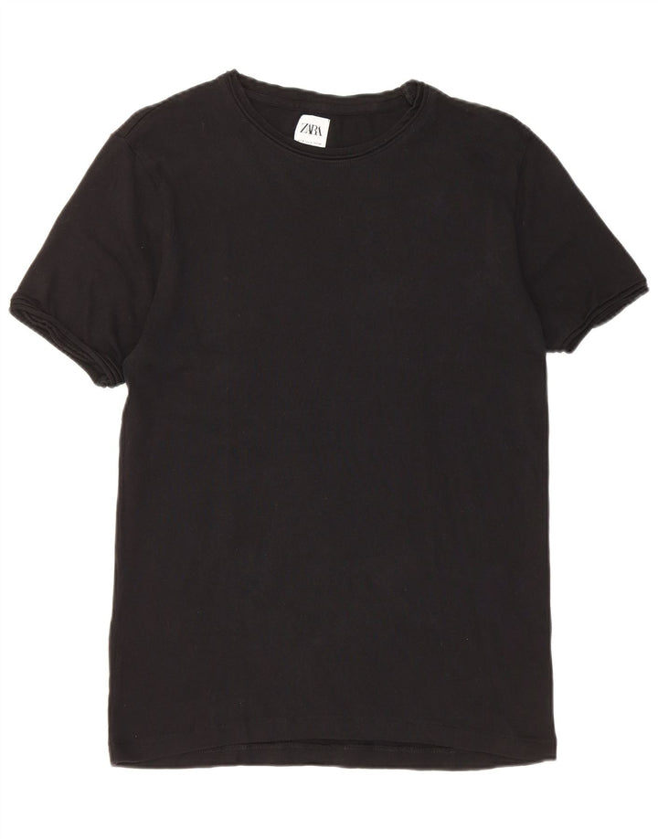 Zara Herren-T-Shirt-Oberteil Klein Schwarz