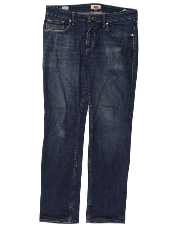 Tommy Hilfiger Herren Straight Jeans W34 L32 Blaue Baumwolle