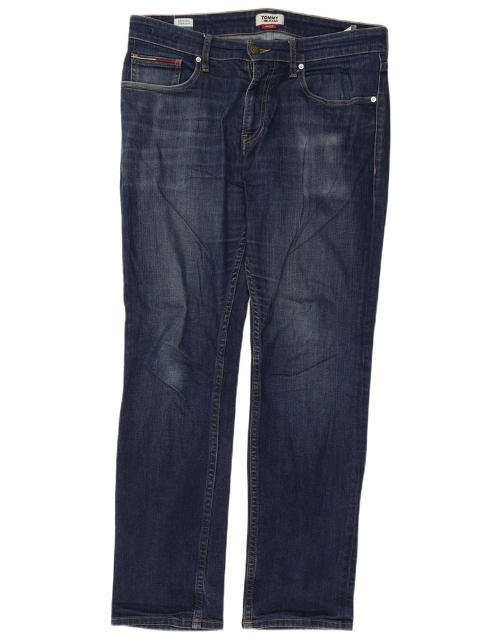Tommy Hilfiger Herren Straight Jeans W34 L32 Blaue Baumwolle