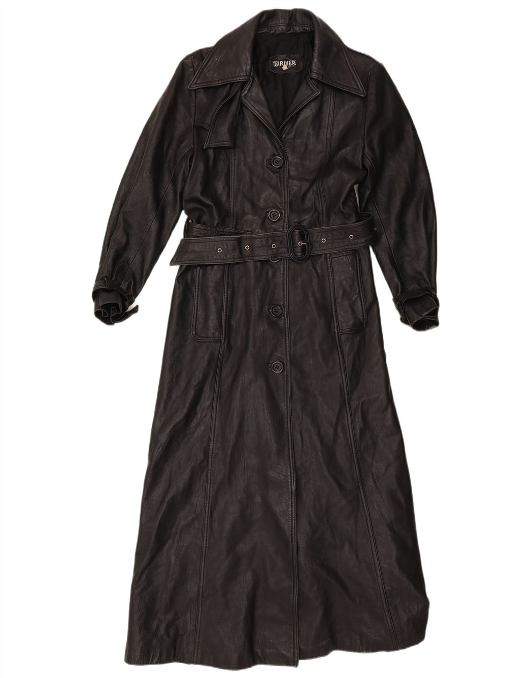 Vintage Damen Ledermantel UK 16 Large Schwarz