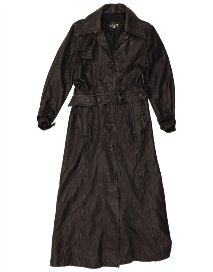 Vintage Damen Ledermantel UK 16 Large Schwarz