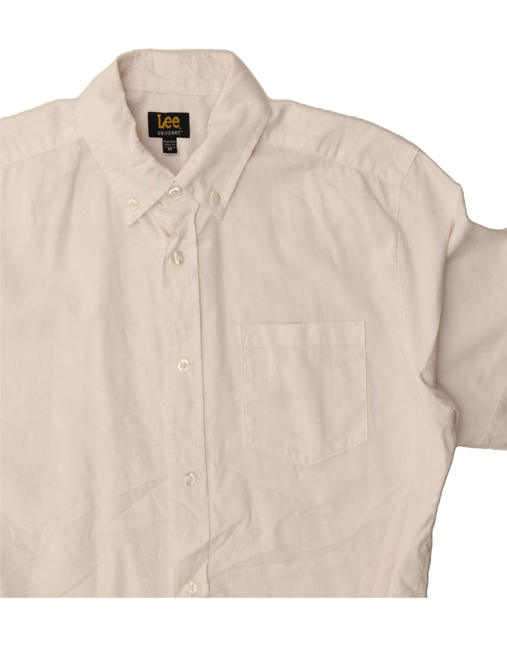 LEE Mens Short Sleeve Shirt Medium White Cotton Vintage Lee and Second-Hand Lee from Messina Hembry 