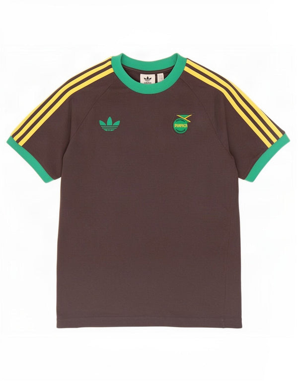 Adidas Herren Jamaica T-Shirt Top Mittelgraue Colourblock-Baumwolle